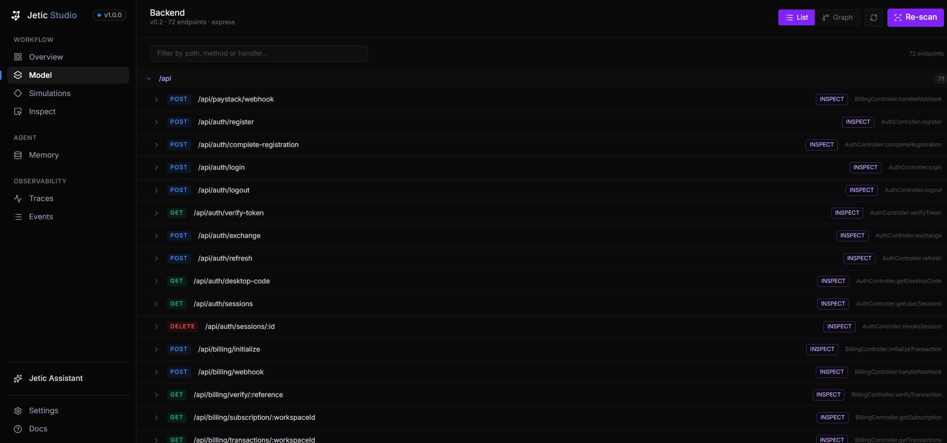 Jetic Studio behavioral model list